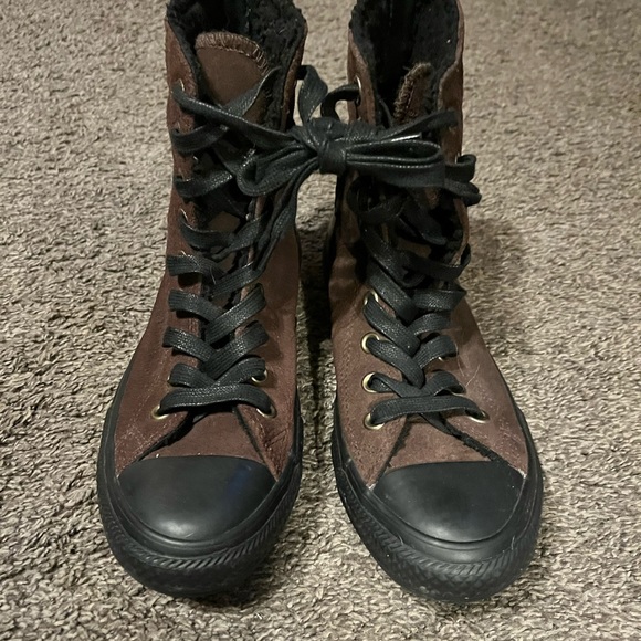 Converse Shoes - Converse All Star Boots. Furry inside, zipper on back of both shoes. Size 7.5